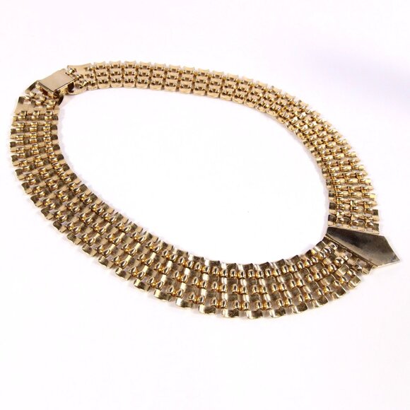 Vintage Egyptian Revival Cleopatra Necklace Gold Tone - Picture 6 of 6